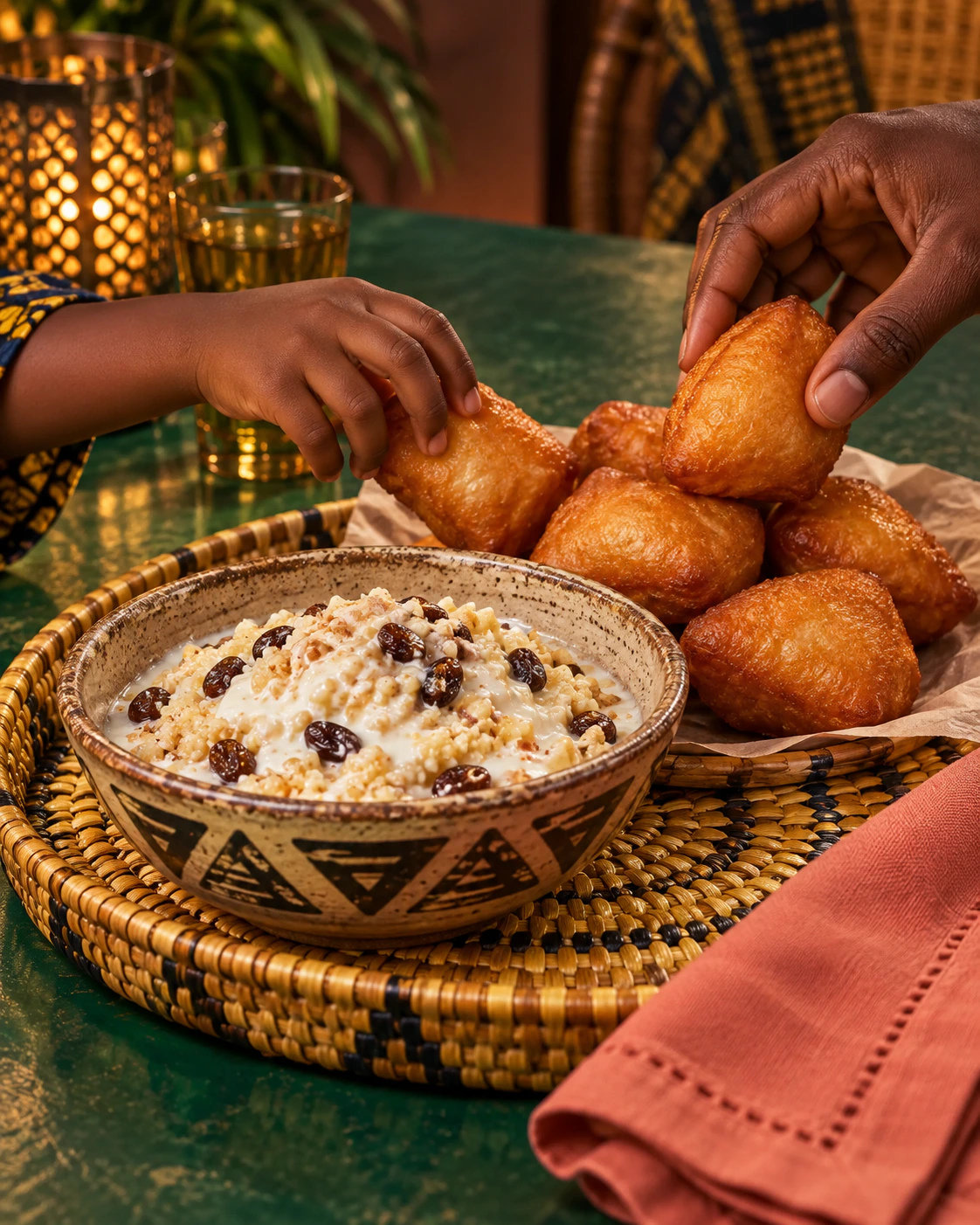 Thiakry y buñuelos africanos compartidos